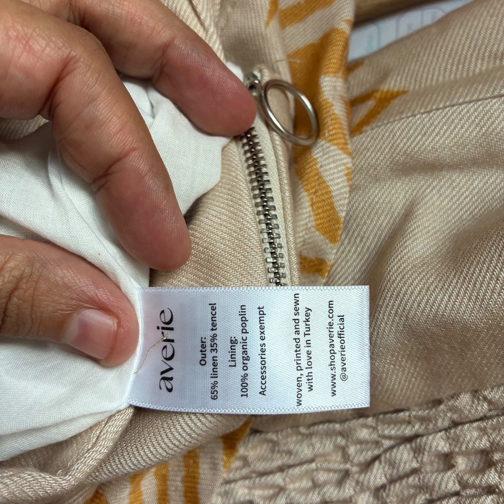 Averie Linen Blend Skort and Crop Top Set Yellow Geometric Print Large Boho - Picture 7 of 7